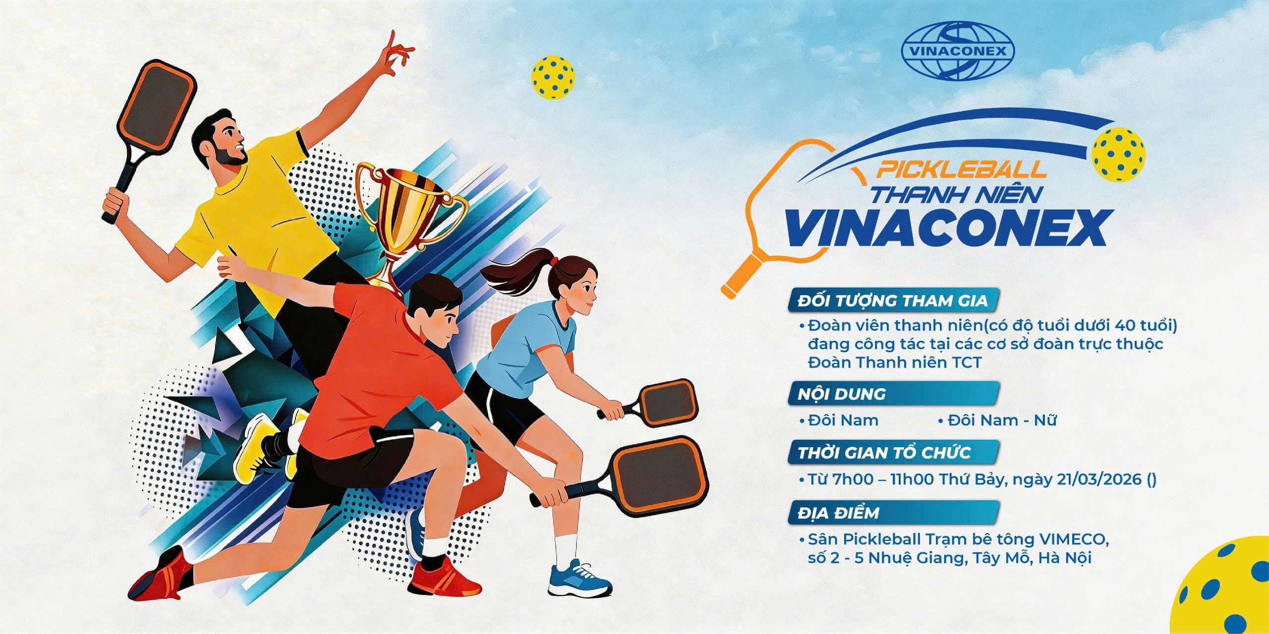 Vinaconex khởi tranh Giải Pickleball Thanh niên lần thứ I