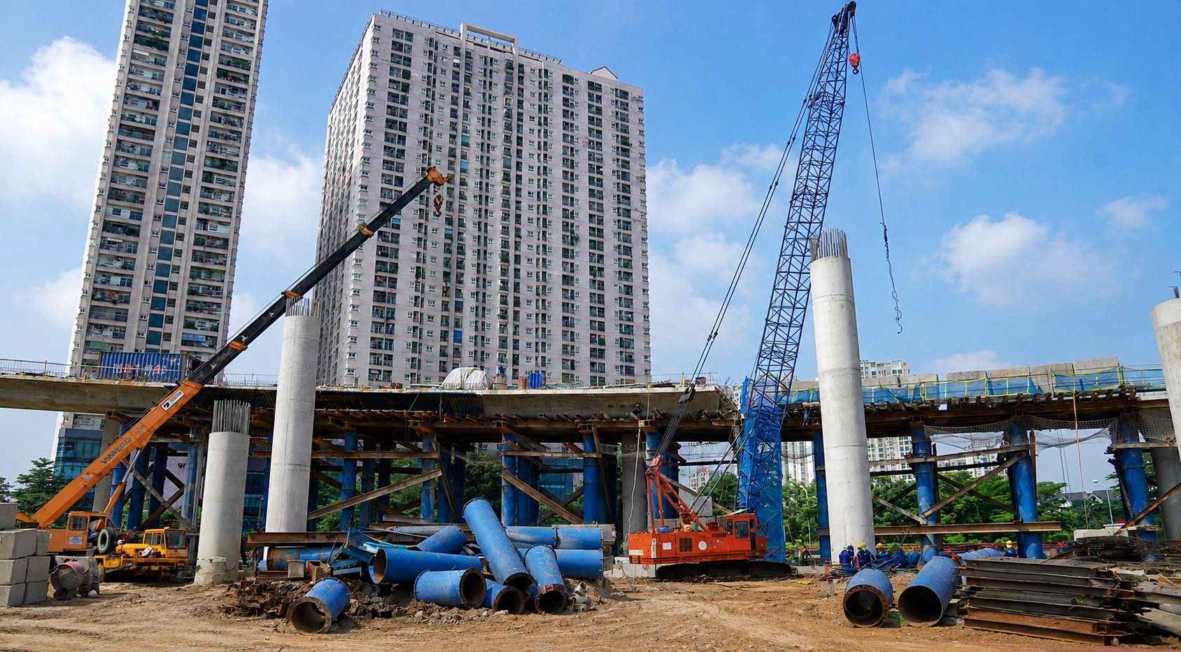 Tiến độ thi công cập nhật tháng 7/2026 nút giao vành đai 3.5